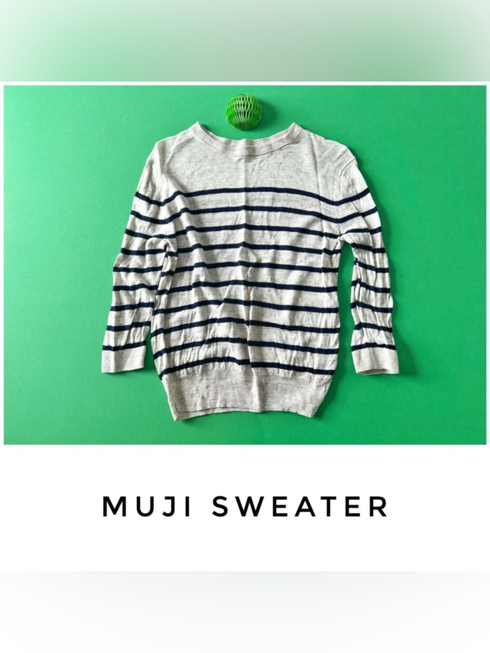 ❌Muji sweater size Extra Small linen cream blue stripe❌